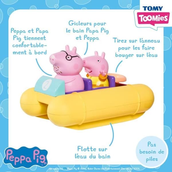 Peppa Pig trampbåt - TOMY - Badleksak - Vattensprutande figurer - Strängmekanism