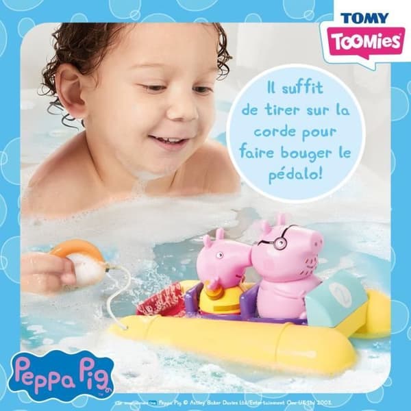 Peppa Pig trampbåt - TOMY - Badleksak - Vattensprutande figurer - Strängmekanism