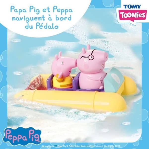 Peppa Pig trampbåt - TOMY - Badleksak - Vattensprutande figurer - Strängmekanism