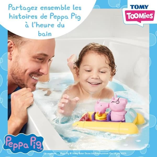 Peppa Pig trampbåt - TOMY - Badleksak - Vattensprutande figurer - Strängmekanism