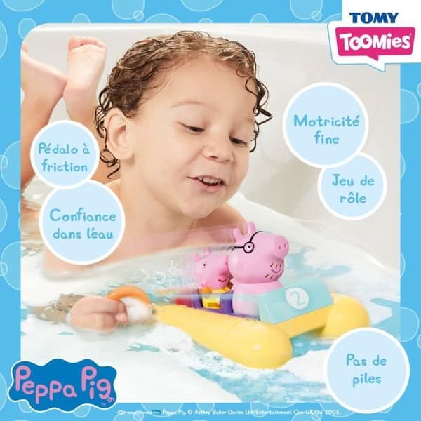Peppa Pig trampbåt - TOMY - Badleksak - Vattensprutande figurer - Strängmekanism