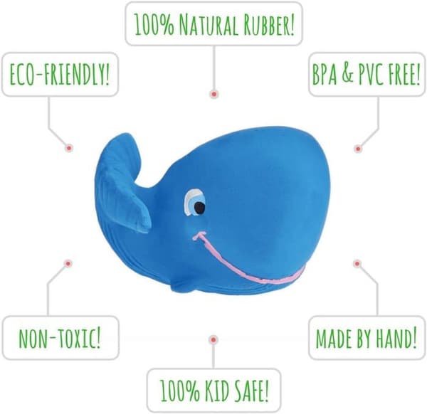 LANCO Blue Whale Badleksak - Från födseln - Blå - Naturgummi - 5,5x9,5x6 cm