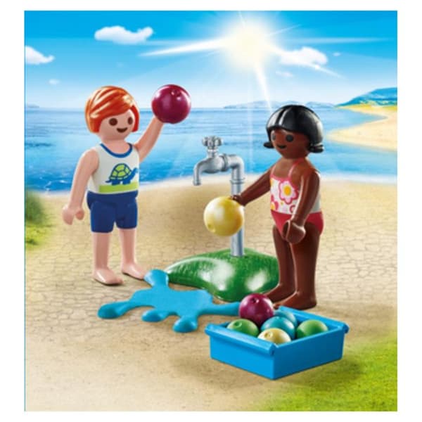 PLAYMOBIL - 71166 - Barn och vattenballonger - Sommarlek för barn från 4 år och uppåt