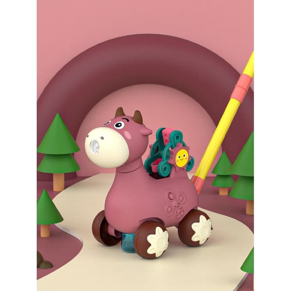 WOOPIE Pusher Cow med lyd og sæbebobler Pink