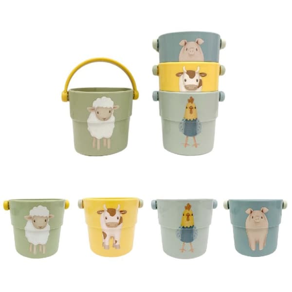 Little Dutch Farm Bath Cups 4 delar