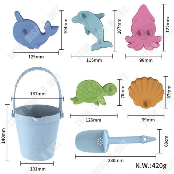 TD® Creative barns silikon strandleksaker Seaside Förälder-barn Leker Vattengräva Strandhink Spade Marine Series