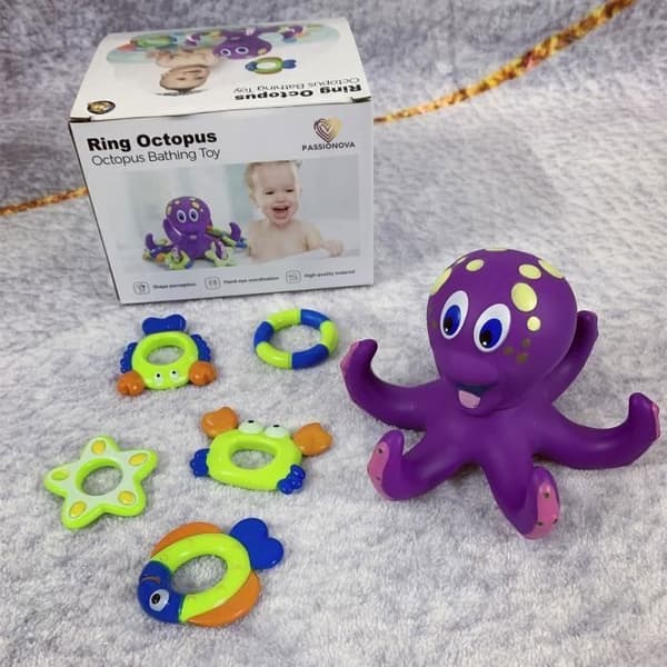 TD® Octopus Launch Circle Toy Badleksak för spädbarn för barn Utbildningsleksak för bad och vatten för spädbarn