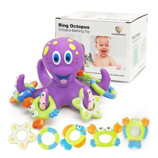 TD® Octopus Launch Circle Toy Badleksak för spädbarn för barn Utbildningsleksak för bad och vatten för spädbarn