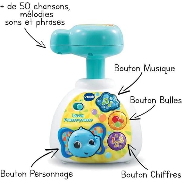 Badspel - VTECH BABY - P'tit Savon Lumi Pousse-Pousse - Ljusbubblor - Musik - Siffror och färger