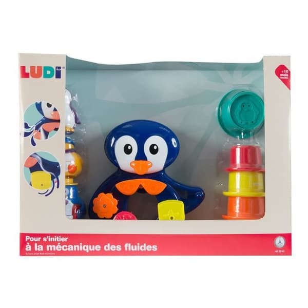 Penguin Bath Box - LUDI - Badleksak med sugkoppar och sensoriska tillbehör - Blandat - Från 12 månader