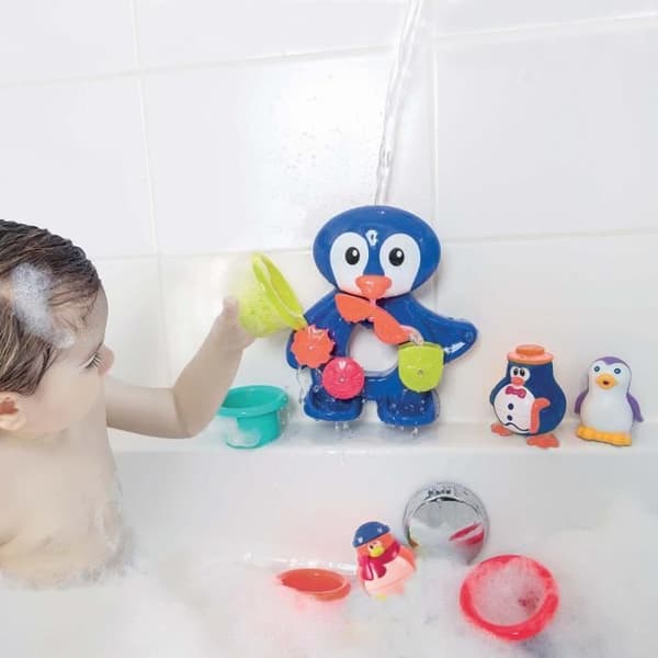 Penguin Bath Box - LUDI - Badleksak med sugkoppar och sensoriska tillbehör - Blandat - Från 12 månader