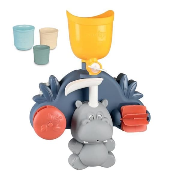 Smoby Little Smoby Hippo badelegetøj - Rutsjebane og hjul til baby 18 måneder - Blå og grøn
