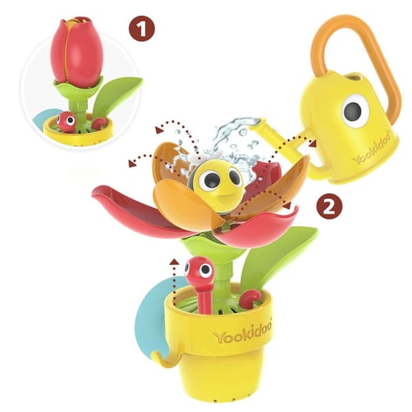 Badelegetøj med hoppende snegl og blomst i haven, Yookidoo