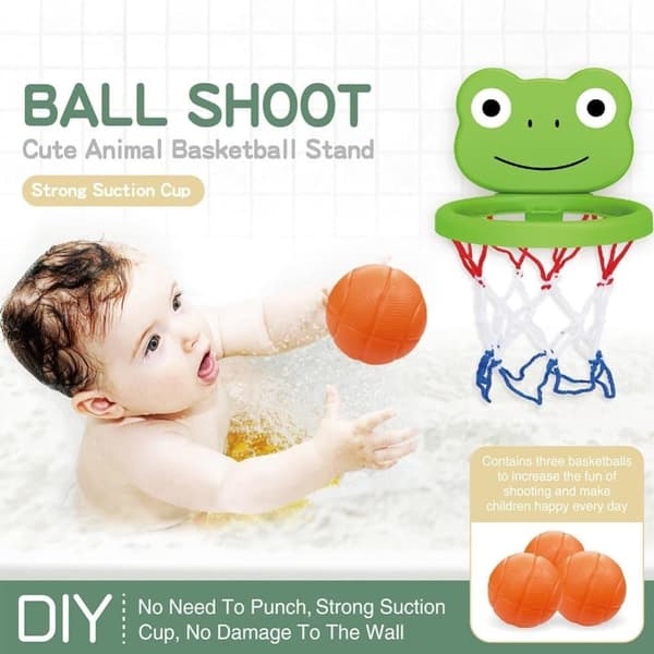 OBOSOE 2 sæt mini basketball sæt med basketball bøjle kreativ basketball sæt 3 bolde panda kat form til badeværelse bruser badekar legetøj