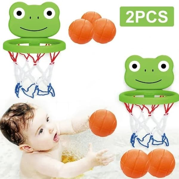 OBOSOE 2 sæt mini basketball sæt med basketball bøjle kreativ basketball sæt 3 bolde panda kat form til badeværelse bruser badekar legetøj