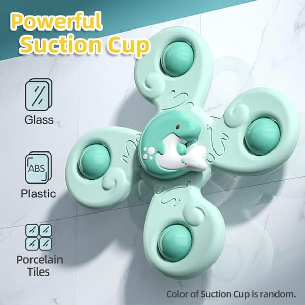 Lollanda 3-Pak - Fidget Spinner med Sugekop til Baby/Barn - Spinning Toy