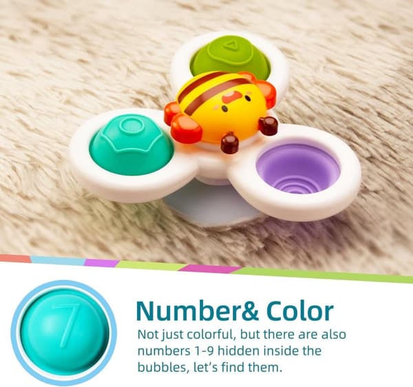 Lollanda 3-Pak Fidget Spinner Med Solmotiv, Spindelegetøj til Baby/Barn - Sanselegetøj til afstressning