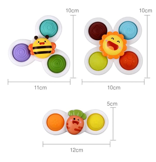 Lollanda 3-Pak Fidget Spinner Med Solmotiv, Spindelegetøj til Baby/Barn - Sanselegetøj til afstressning