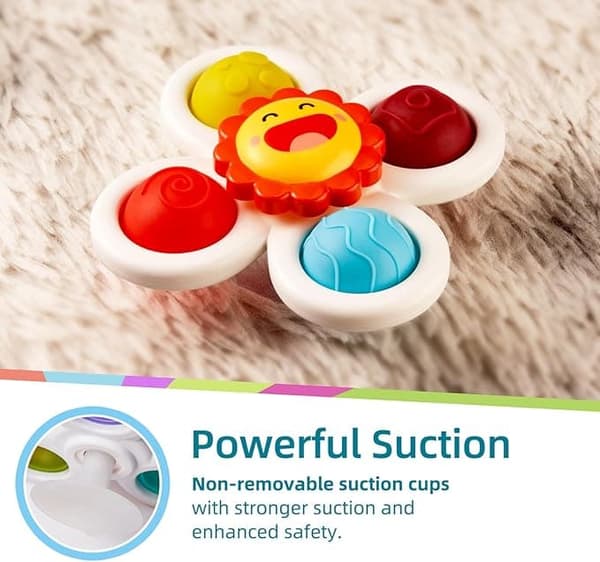 3-Pack - Fidget Spinner imukupilla lapsille - Pyörivä lelu, kylpylelut, aistilelut