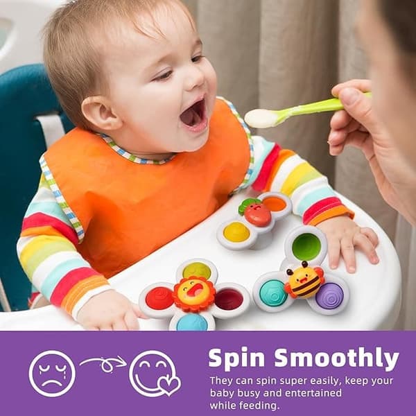 3-Pack - Fidget Spinner imukupilla lapsille - Pyörivä lelu, kylpylelut, aistilelut