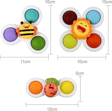 3-Pack - Fidget Spinner imukupilla lapsille - Pyörivä lelu, kylpylelut, aistilelut