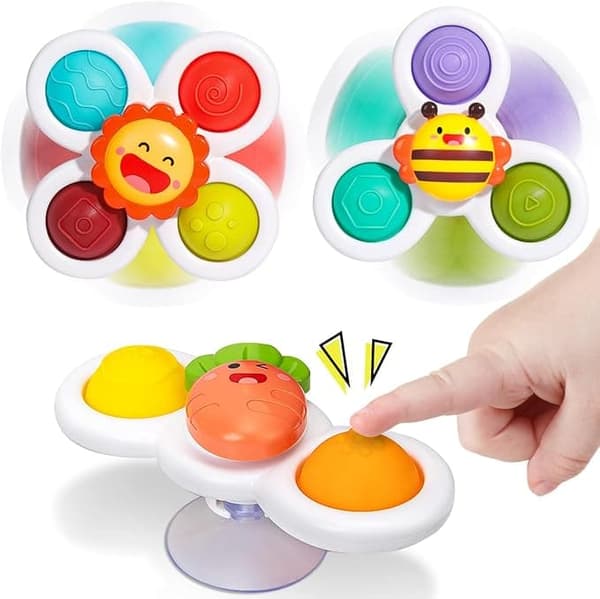 3-Pack - Fidget Spinner imukupilla lapsille - Pyörivä lelu, kylpylelut, aistilelut