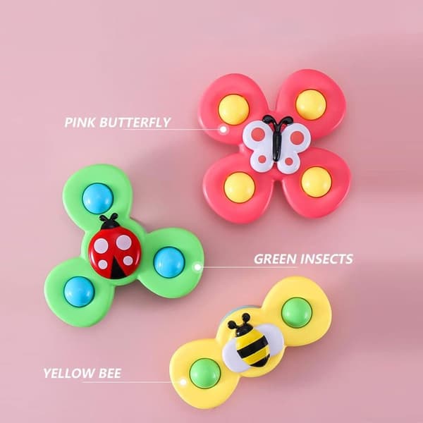 OBOSOE 3-Pack - Fidget Spinner imukupilla lapsille - Pyörivä lelu, kylpylelut, aistilelut