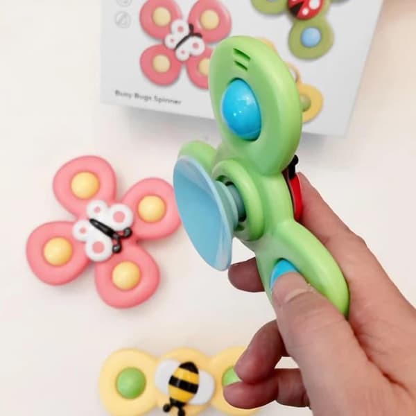 OBOSOE 3-Pack - Fidget Spinner imukupilla lapsille - Pyörivä lelu, kylpylelut, aistilelut