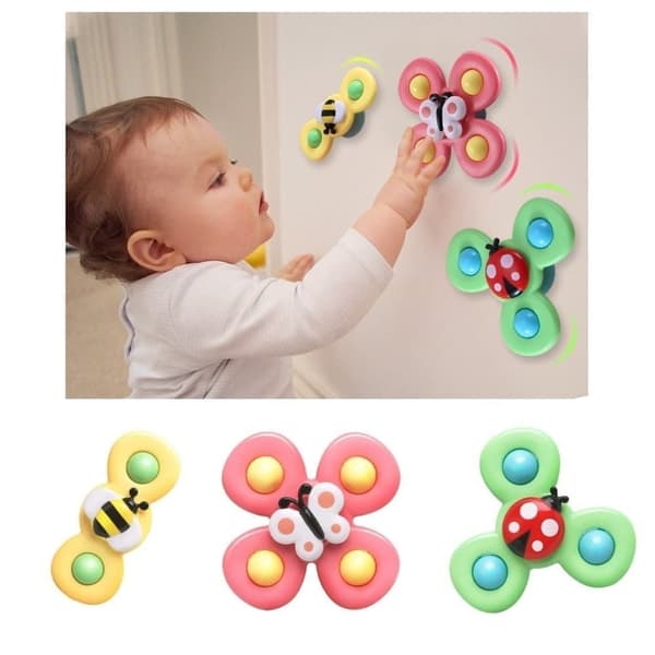 OBOSOE 3-Pack - Fidget Spinner imukupilla lapsille - Pyörivä lelu, kylpylelut, aistilelut