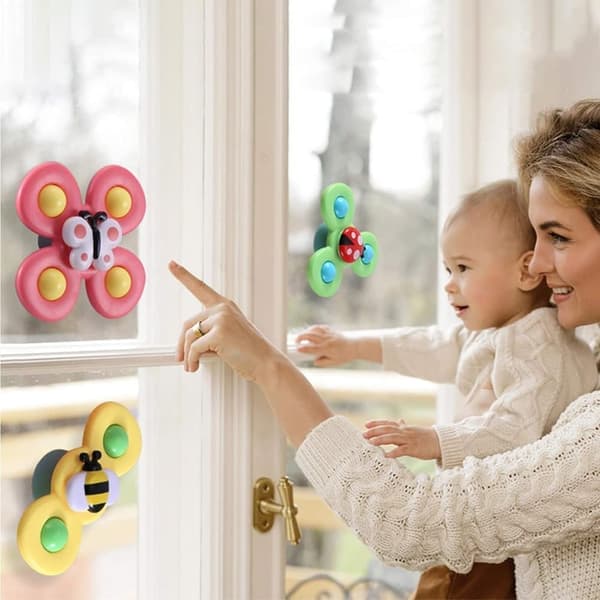 OBOSOE 3-Pack - Fidget Spinner imukupilla lapsille - Pyörivä lelu, kylpylelut, aistilelut