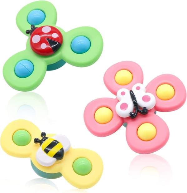 OBOSOE 3-Pack - Fidget Spinner imukupilla lapsille - Pyörivä lelu, kylpylelut, aistilelut