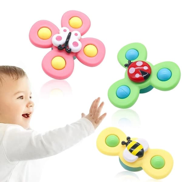 OBOSOE 3-Pack - Fidget Spinner imukupilla lapsille - Pyörivä lelu, kylpylelut, aistilelut
