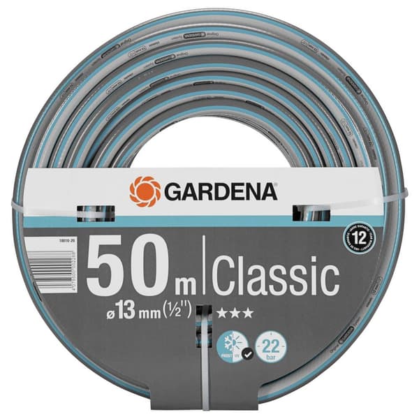 GARDENA GARDENA Classic Schlauch 13 mm (1/2), 50 m 18010-20 13 mm 50 m 1/2 tum 1 st Grå, Blå Trädgårdsslang