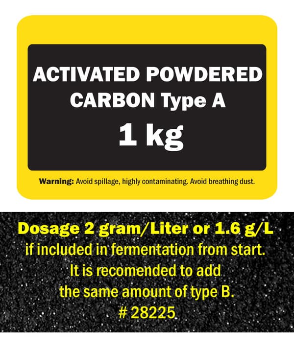 Activated powdered carbon Type A, 1 kg
