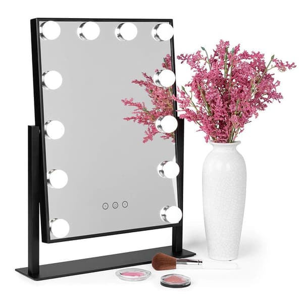 Makeupspejl Hollywood Sort 12-Lamper Qbad