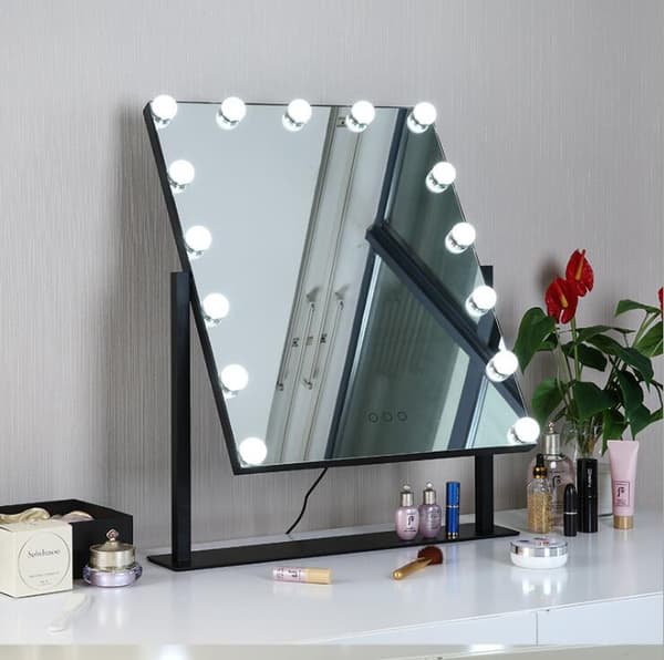Makeup spejl Qbad Hollywood 15 lamper Sort