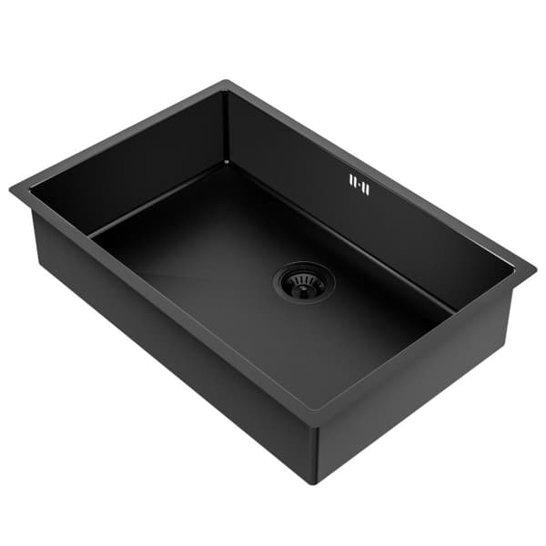 Køkkenvask QBad Lux 75x50 cm Børstet Sort
