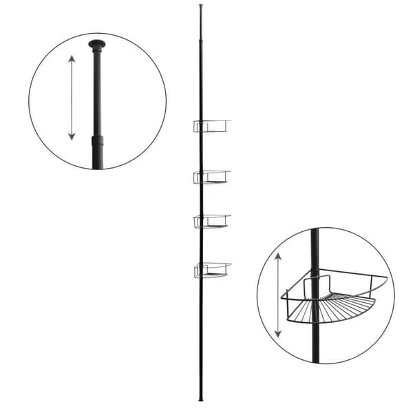 Teleskop brusekar - sort - 4 niveauer