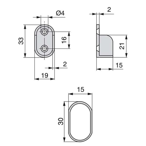 Rails för skåp - Emuca - Paket med 2 - 30x15mm - Stål och Zamak - Förkromad 0,95m