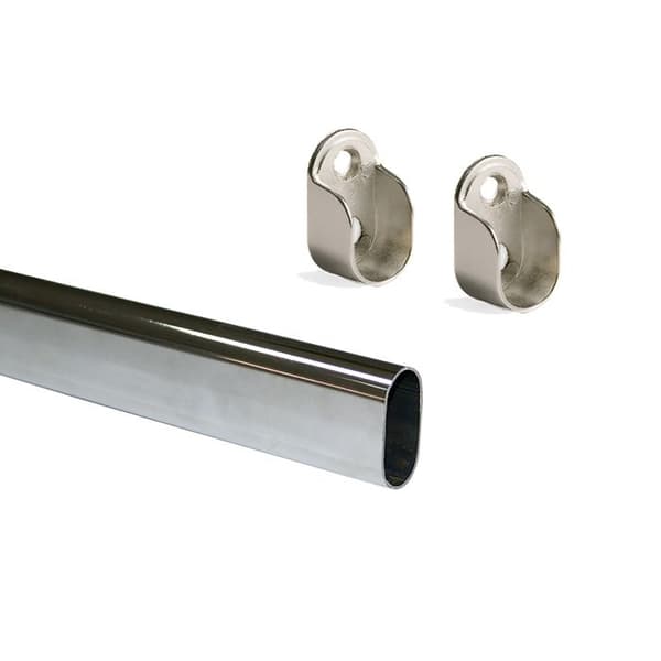 Rails för skåp - Emuca - Paket med 2 - 30x15mm - Stål och Zamak - Förkromad 0,95m