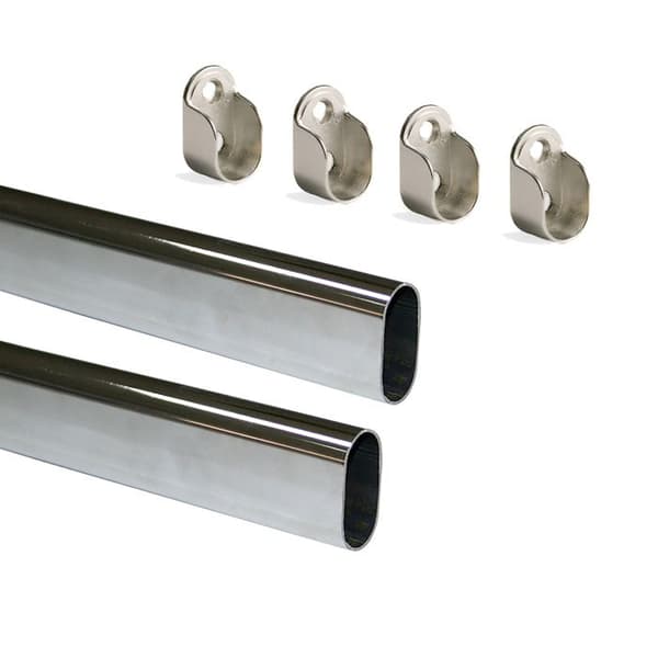 Rails för skåp - Emuca - Paket med 2 - 30x15mm - Stål och Zamak - Förkromad 0,95m