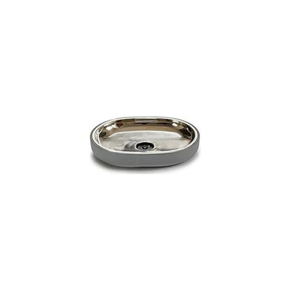 Tvålfat Silvrig Rostfritt stål Plast 9,5 x 2,5 x 13 cm - Vit