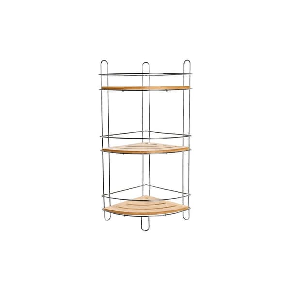 Badrumshyllor DKD Home Decor Bambu Aluminium Rostfri krommetall Naturell 19,5 x 19,5 x 47 cm