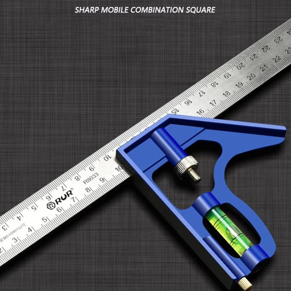 90 grader rustfrit stål Multifunktionel vandret Square Ruler Blå