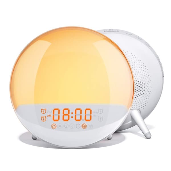 Alarmur Simuleret Sunrise Sunset Natural Wake-up Sleep Music Colorful Led Night Light U.S. forordninger