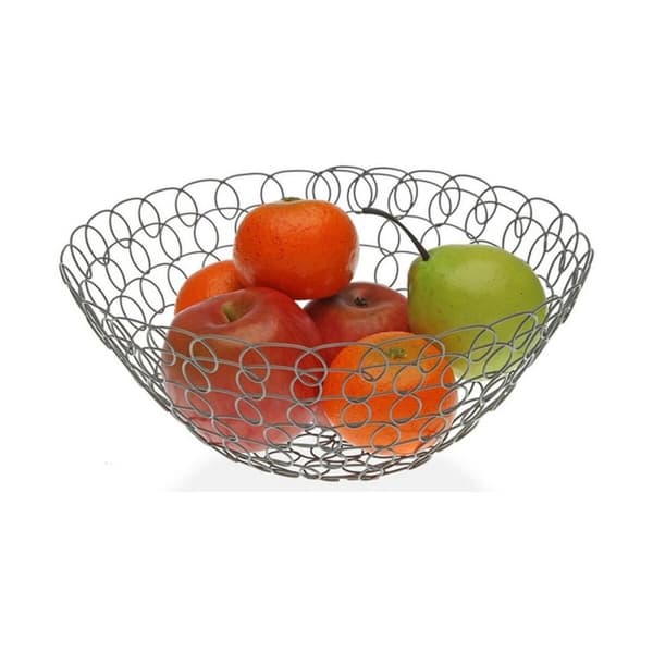 Frugtskål Versa Grå Metal Stål 28 x 12 x 28 cm 1 L
