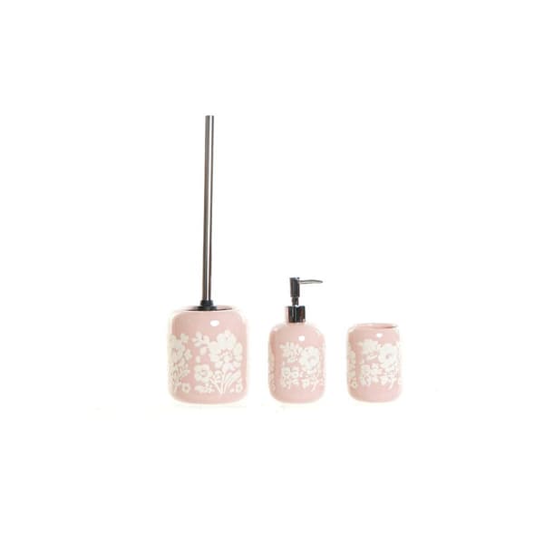 Conjunto de Banho DKD Home Decor 8 x 8 x 17,5 cm Keramik Pink Hvid