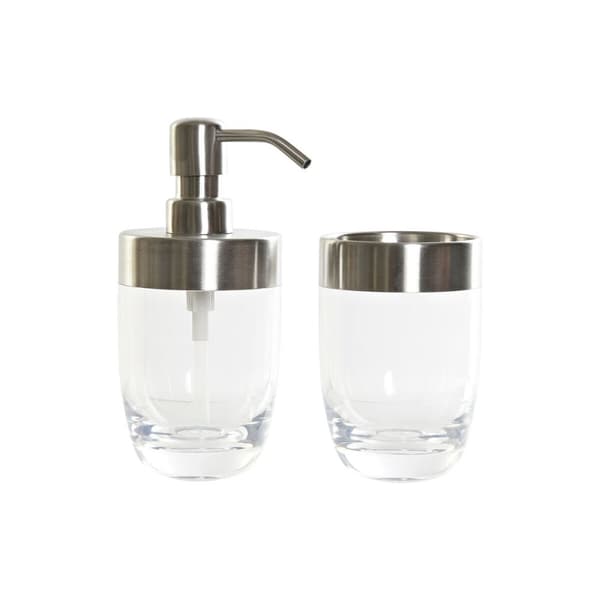 Conjunto de Banho DKD Home Decor Gennemsigtig Sølvfarvet Aluminium polystyren Plastik 10 x 7,5 x 16,5 cm