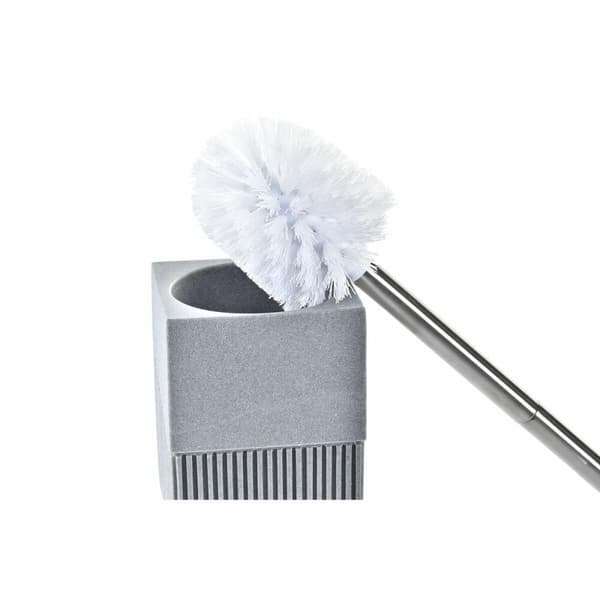 Toiletbørste DKD Home Decor Scandi Sølvfarvet Grå Rustfrit stål Aluminium Harpiks (9,5 x 9,5 x 37 cm)
