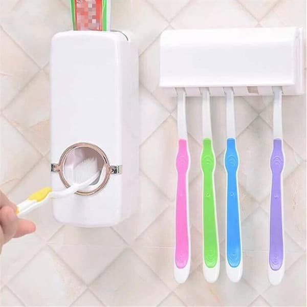 Automatisk tandkrämsdispenser 5 tandborsthållare badrum